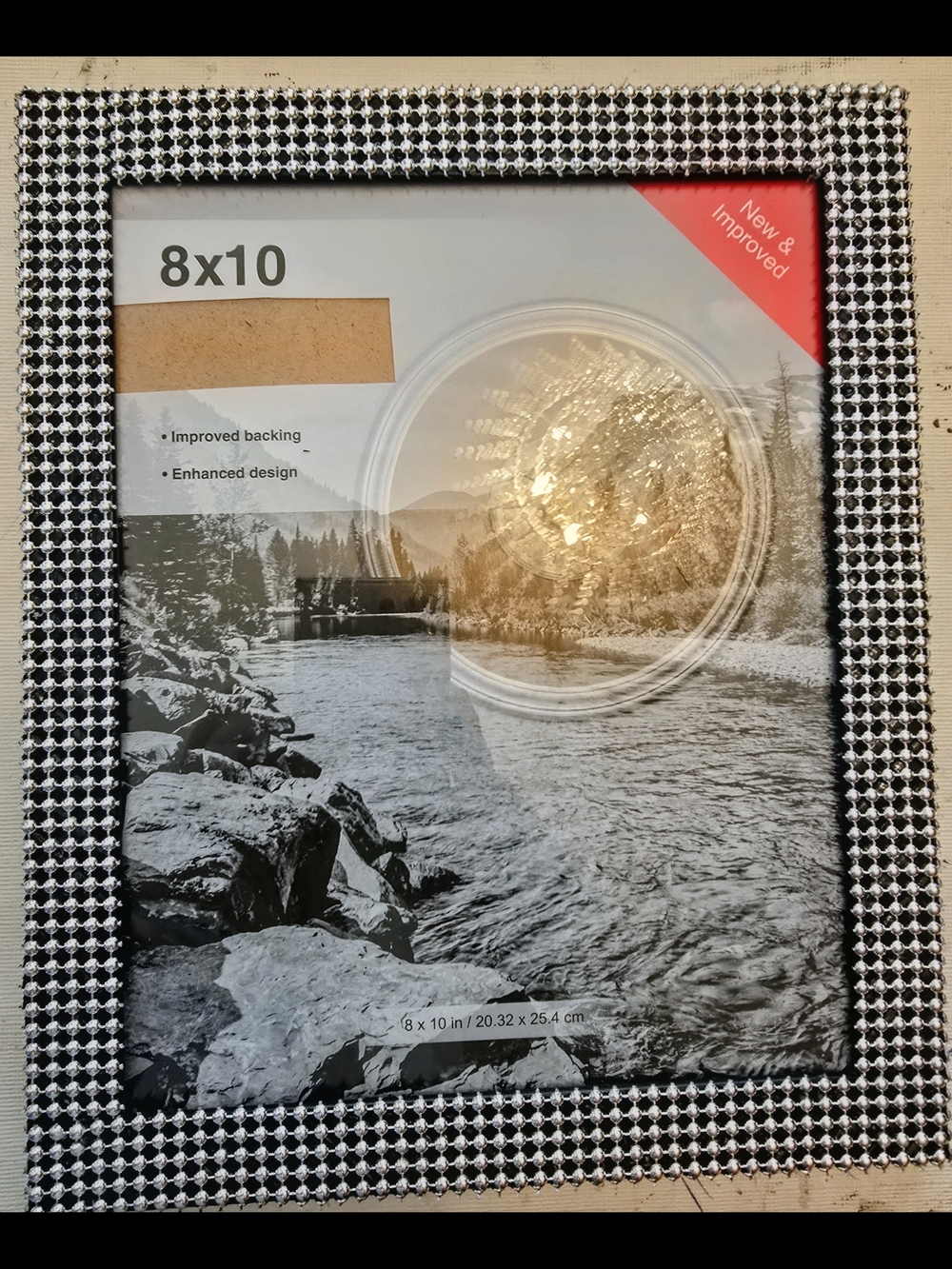 8x10 Decorative Black & White Check Photo Frame New 8x10 Photo Handmade Silver